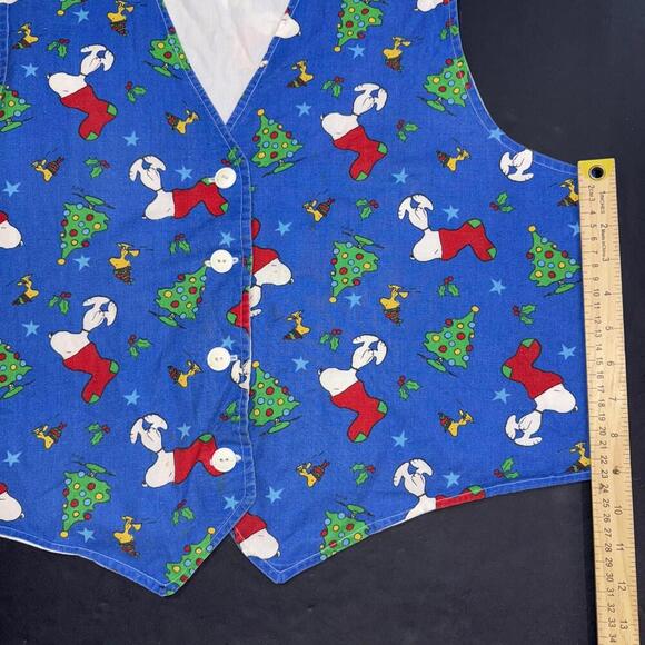 Snoopy Woodstock Handmade Christmas Tree Holly 4 Button Vest - Picture 8 of 10